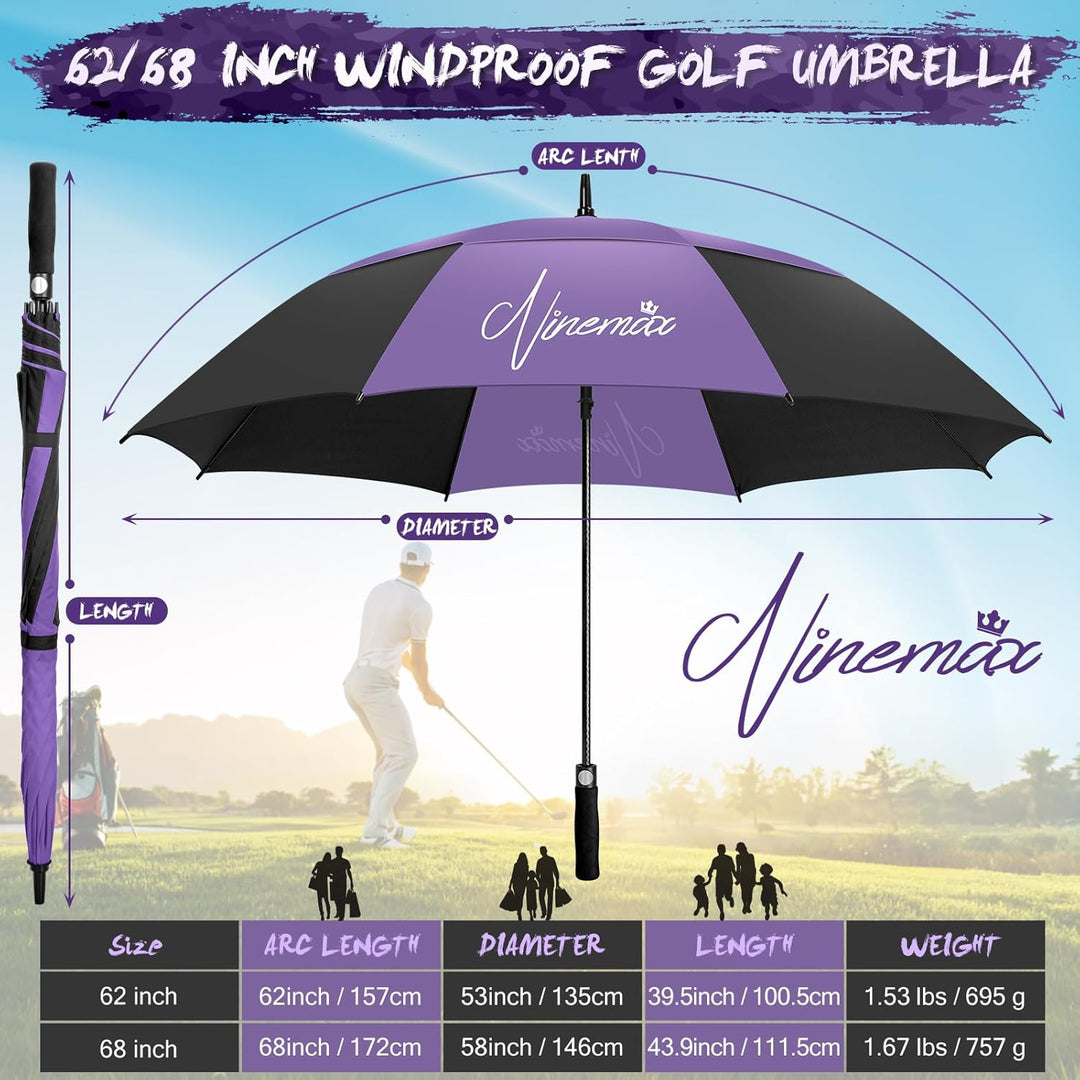 NINEMAX Golfschirm Gross 62/68 Inch Golf Regenschirm Sturmfest Automatik Öffnen Golf Regenschirm Dop