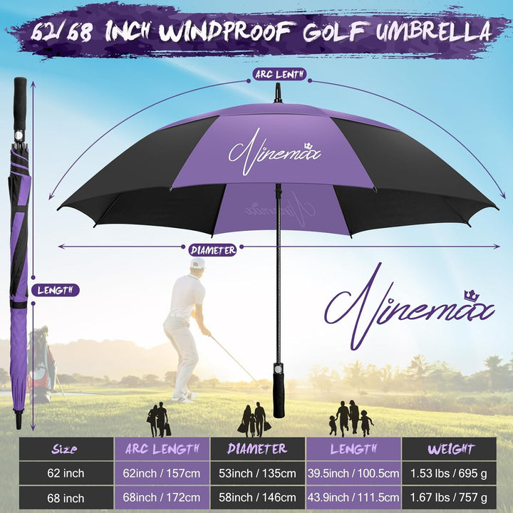 NINEMAX Golfschirm Gross 62/68 Inch Golf Regenschirm Sturmfest Automatik Öffnen Golf Regenschirm Dop