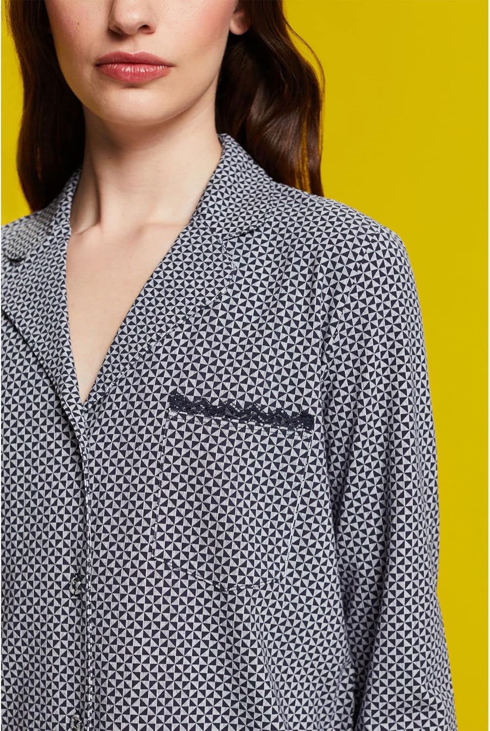 ESPRIT Pyjamaobterteil mit Spitze 38 Navy, 38 Navy