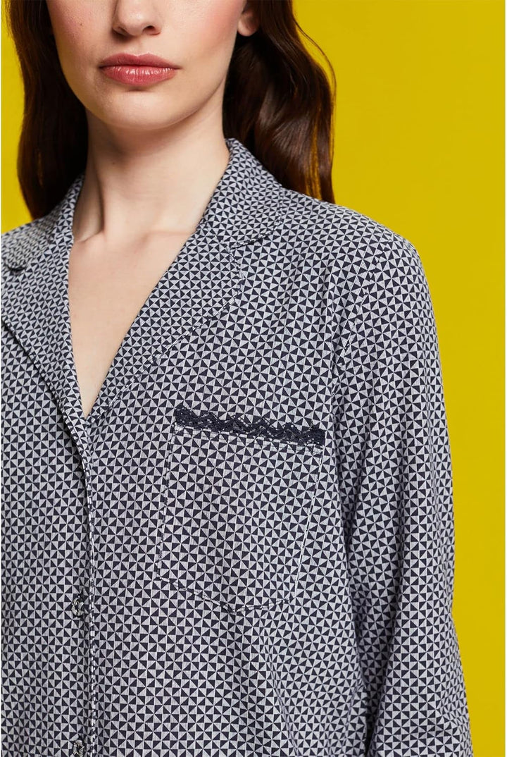 ESPRIT Pyjamaobterteil mit Spitze 38 Navy, 38 Navy