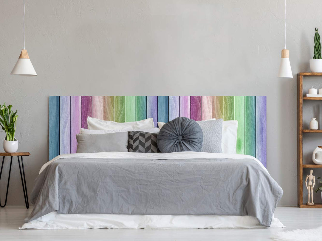 Oedim Kopfteil für Betten, PVC, Textur Holz, Regenbogen, 115 x 60 cm, erhältlich in verschiedenen Gr