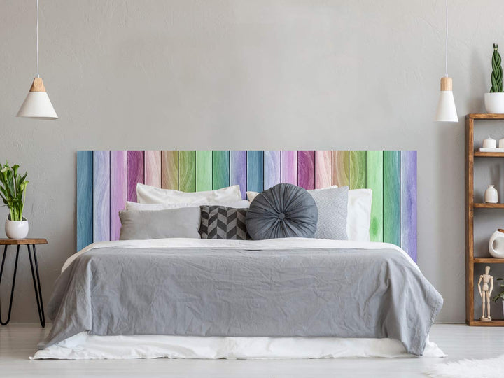 Oedim Kopfteil für Betten, PVC, Textur Holz, Regenbogen, 115 x 60 cm, erhältlich in verschiedenen Gr