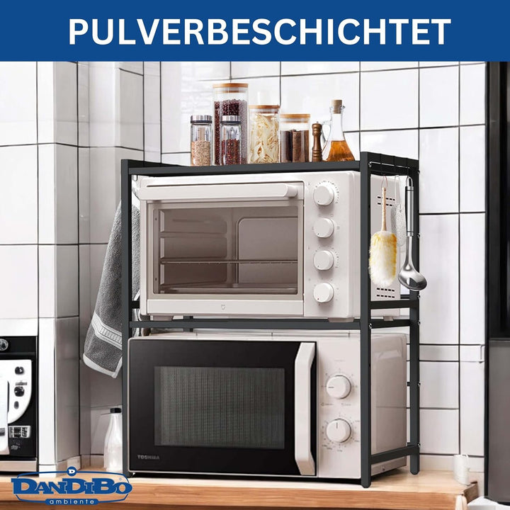DanDiBo Verstellbares Mikrowellenregal 3 Stufig 40-64 cm Mikrowellen Regal 96614 Stehend Mikrowellen