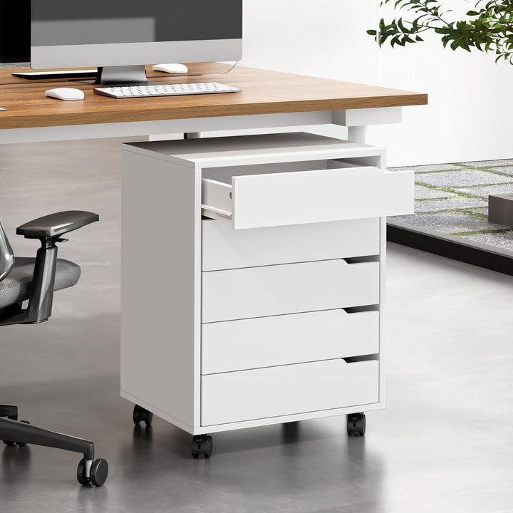 sogesfurniture Rollcontainer, Aktenschrank mit 5 Schubladen, Büroschrank, Schubladenschrank, Kommode