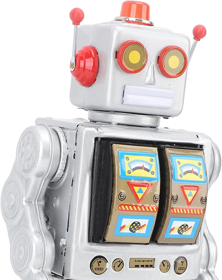 Metallzinn Roboter Spielzeug Retro Elektrische Rotierende Figuren Modell Erwachsene Kollektion (Silb
