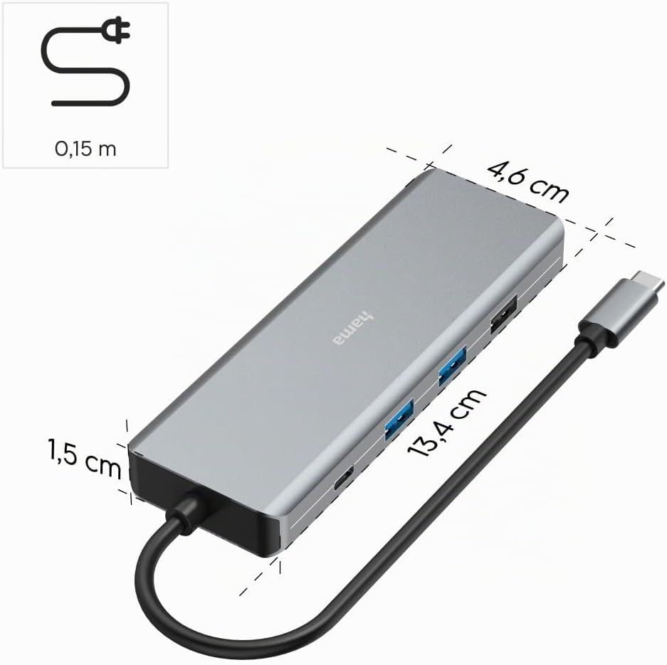 Hama USB Hub 9 Ports, 4xUSB-A, USB-C Daten, USB-C Power, 2xHDMI, Ethernet