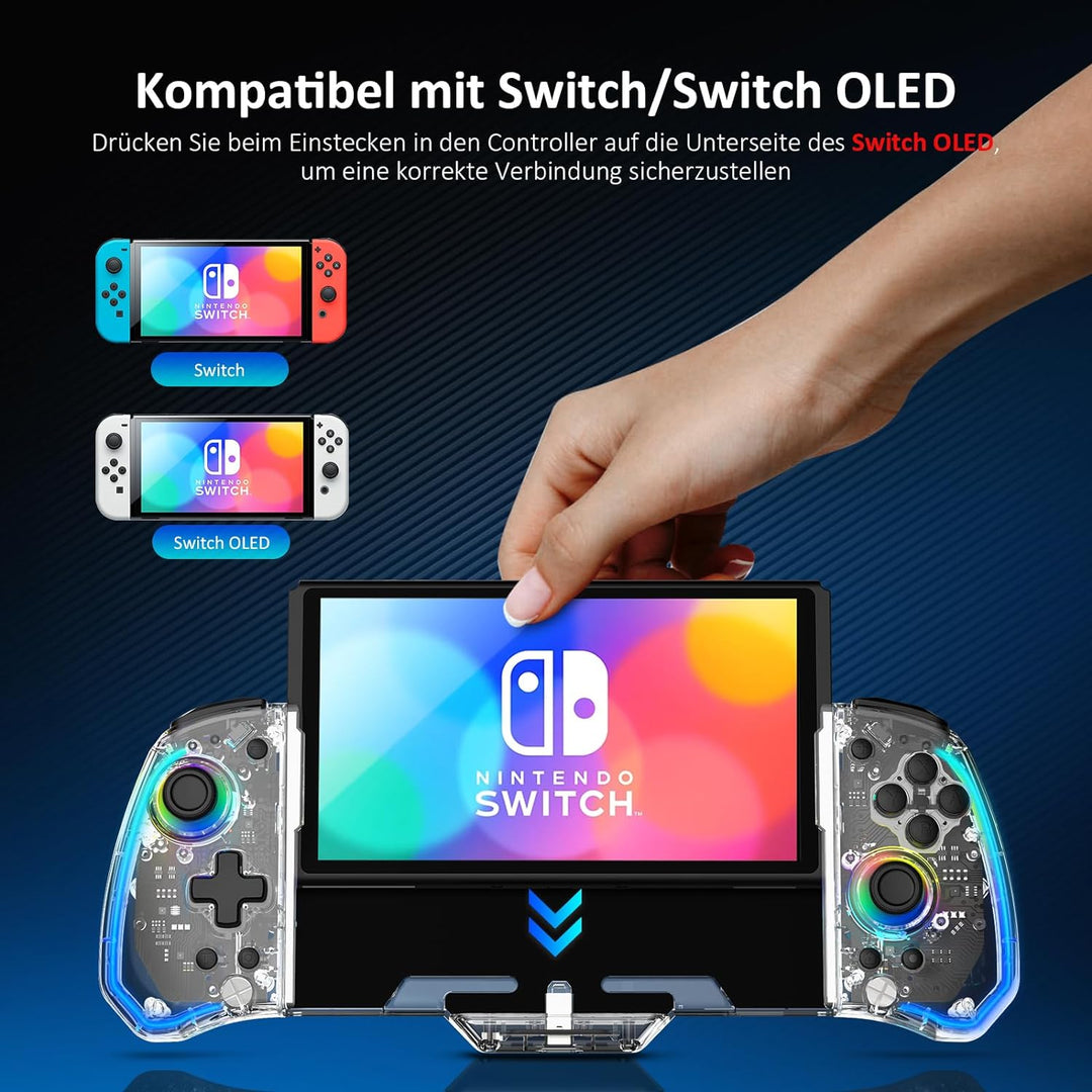 NexiGo Gripcon, (Gen 2), Keine Deadzone, Enhanced Switch/Switch OLED Controller für Handheld-Modus,