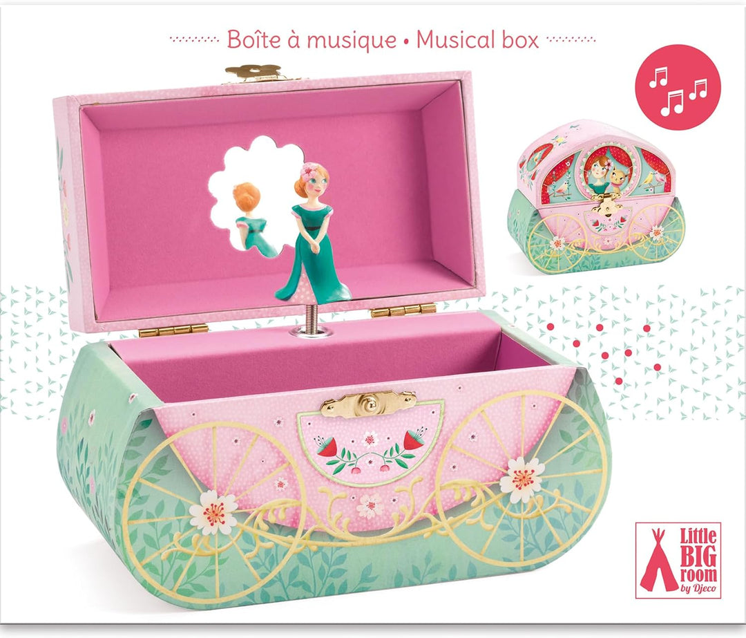 Djeco Spieluhr mit Kutsche – Aufbewahrung von Schmuck und Geheimnissen – harmonische Melodie – mit P