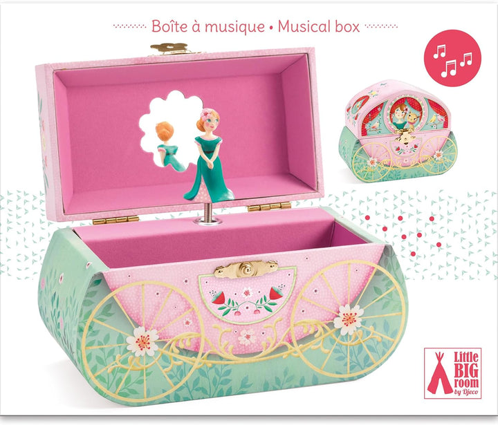 Djeco Spieluhr mit Kutsche – Aufbewahrung von Schmuck und Geheimnissen – harmonische Melodie – mit P