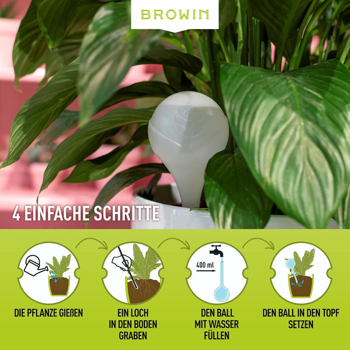 BROWIN® Bewässerungskugeln für Pflanzen | dosierte Bewässerung | Automatische Bewässerungssystem für