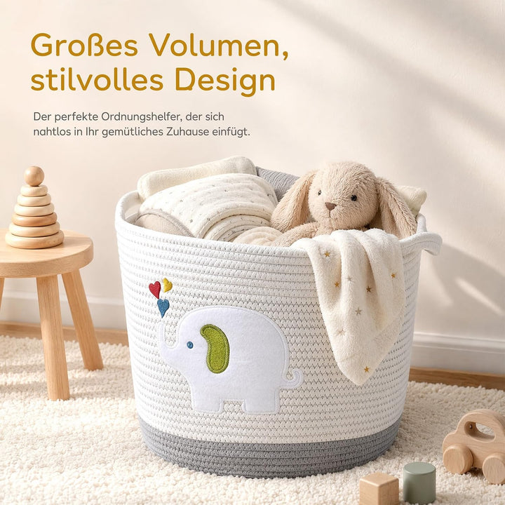 Aufbewahrungskorb Kinderzimmer Wickeltisch Organizer für Babys Kinder Spielzeug Korb, Elefanten-Deko