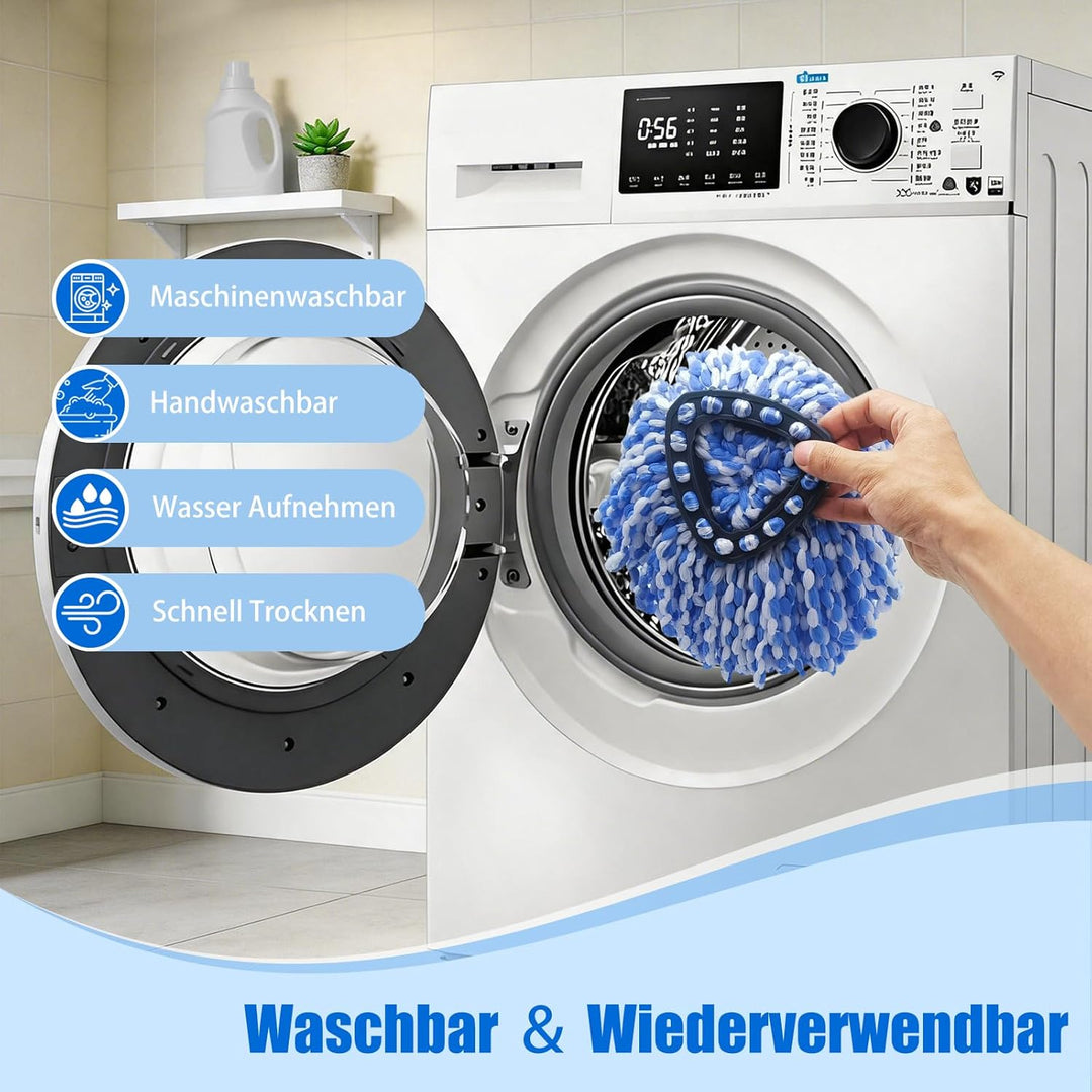6 Stück Wischmopp Ersatzkopf für Vileda H2PrO, Mikrofaser Spin Mop Nachfüllungen, Maschinenwaschbar