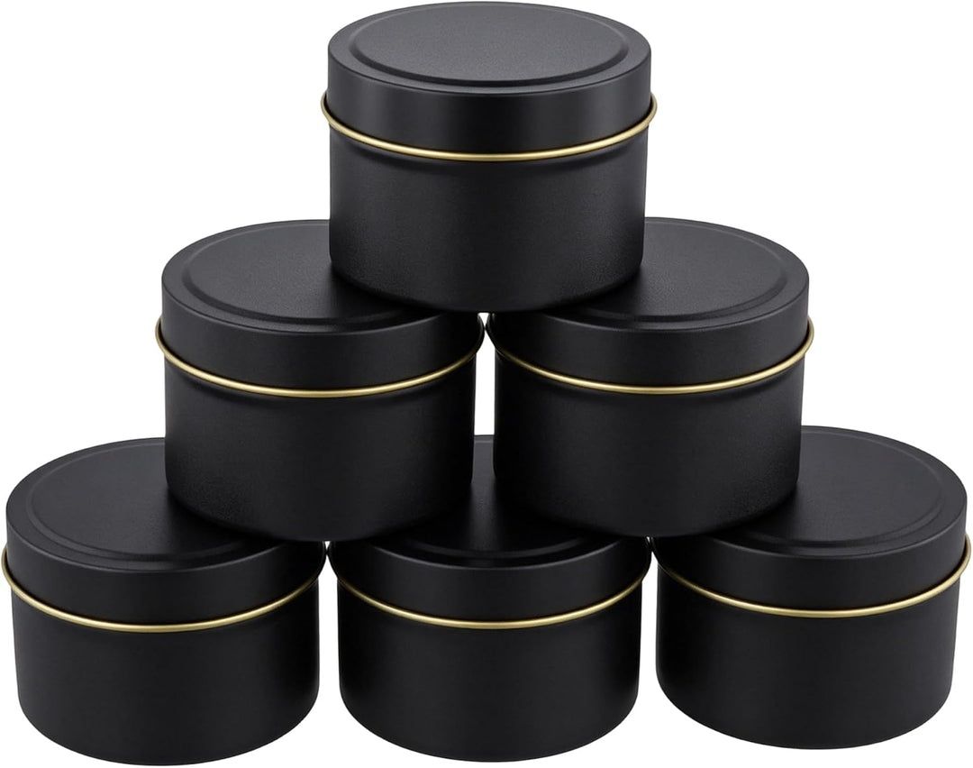 24 Stück Kerzendosen mit Deckel, 120 ml Schwarze Kerzengläser | Runde Metalldose aus Weissblech, 65x