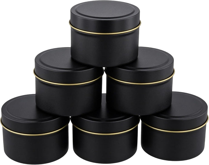 24 Stück Kerzendosen mit Deckel, 120 ml Schwarze Kerzengläser | Runde Metalldose aus Weissblech, 65x