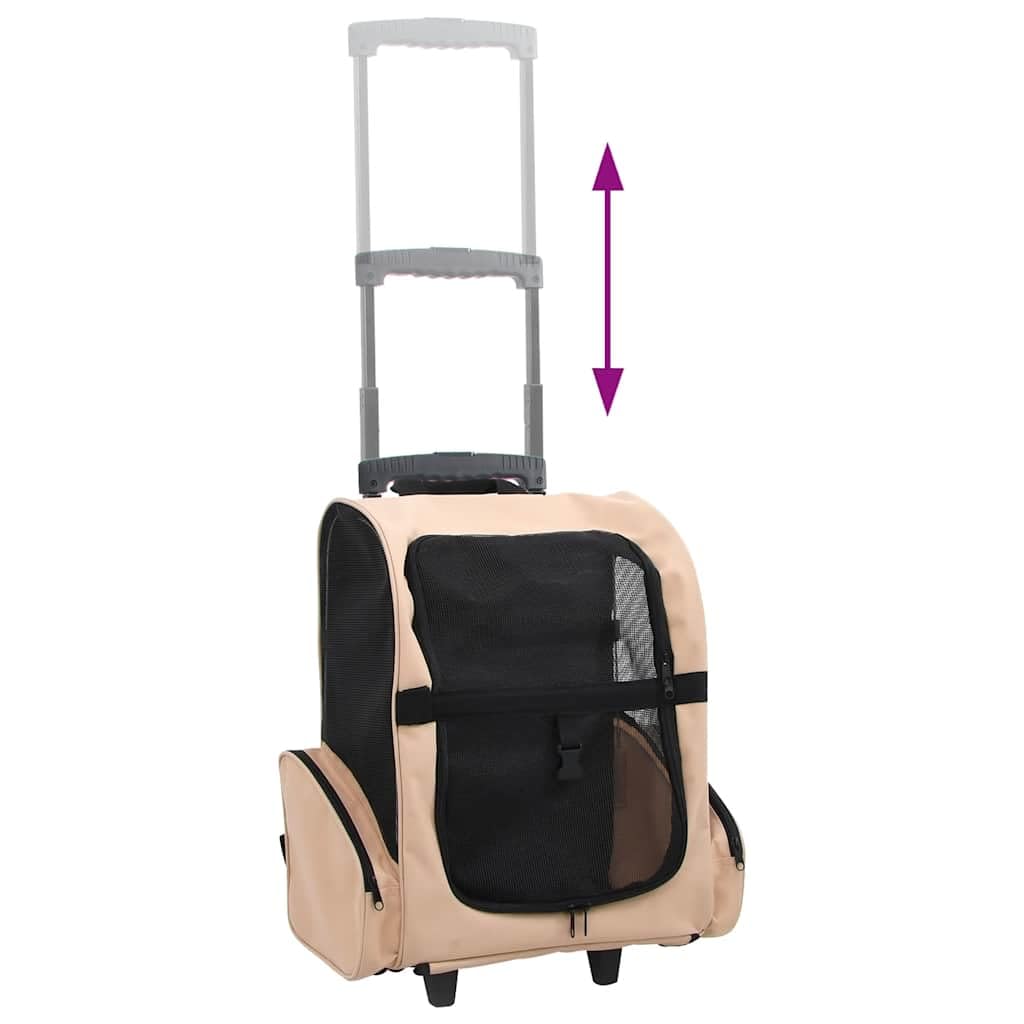 vidaXL Hundetrolley Faltbar Transporttasche Tragetasche Trolley Katze Rucksack, Beige