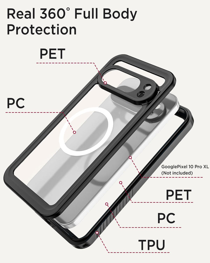 Miimall Kompatibel mit Google Pixel 10 Pro XL 360 Gard Hülle Wasserdicht, [HD Displayschutz+Kamerasc