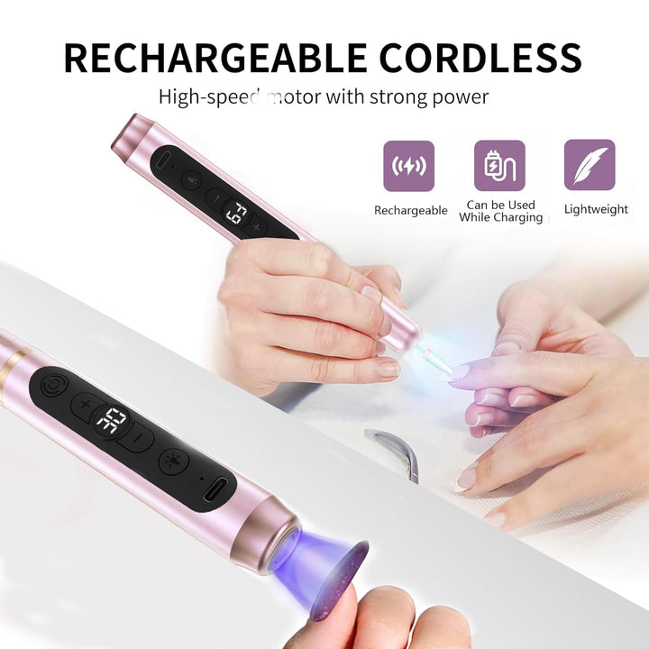 Tragbar Nagelfräser Kabellos 12 in 1 Professionell Elektrische Maniküre Pediküre set USB Wiederaufla