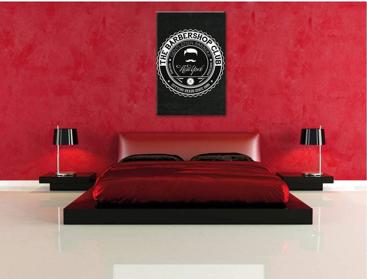 Dark the Barber-Shop-Club black Leinwandbild Bild auf Leinwand, XXL riesige Bilder fertig gerahmt mi