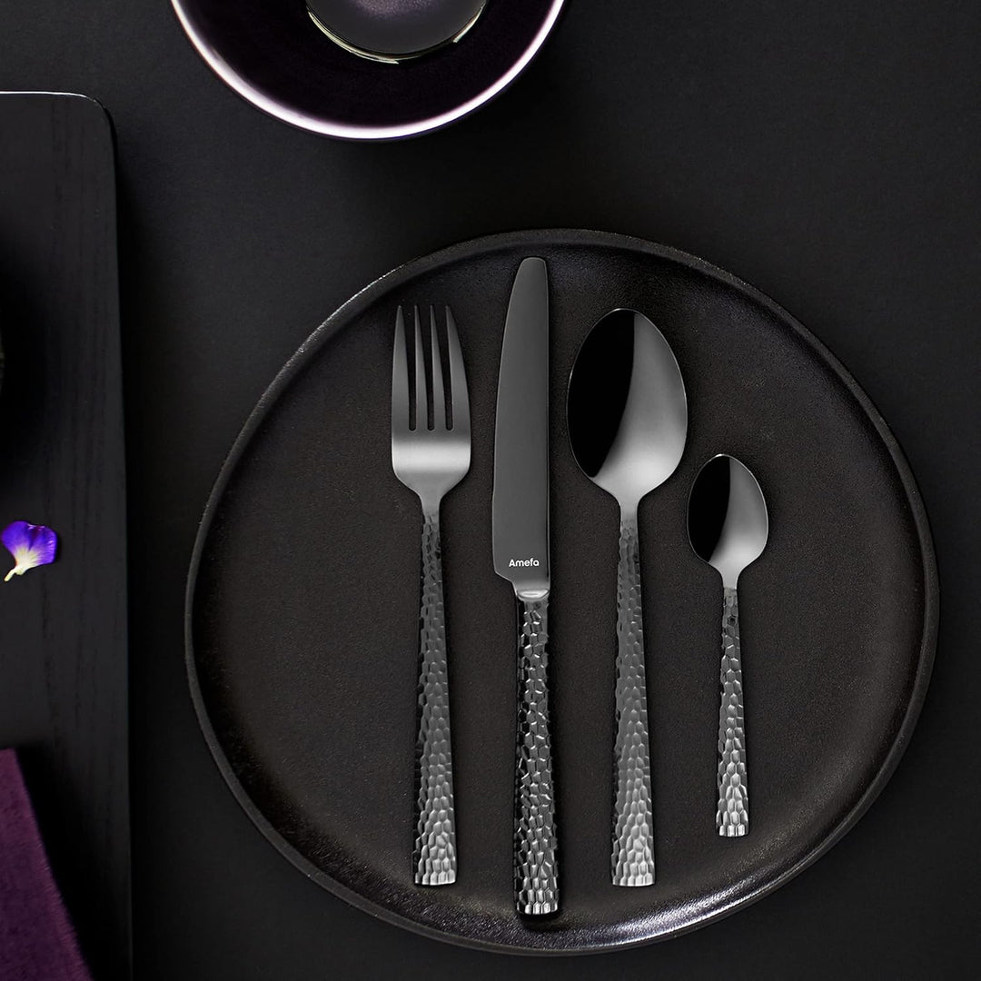 Amefa Felicity PVD Kuchengabel Set 6-teilig | Schwarz | PVD Dessertgabel Set für 6 Personen | Desser