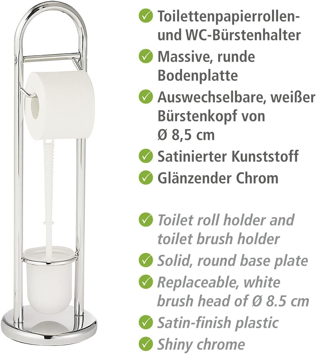 WENKO Stand WC-Garnitur Mod. Siena, Ständer für Toilettenpapier & Toilettenbürste, WC-Papierhalter,