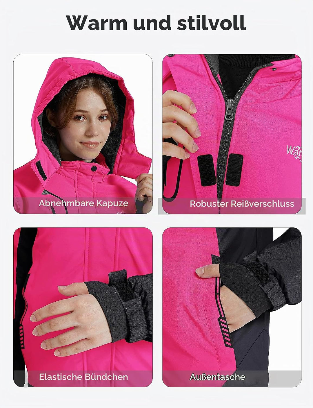 Wantdo Mädchen Berg Ski Jacke Warmer Winter Fleece Mäntel Wasserdichter Atmungsaktive RegenMäntel Ou