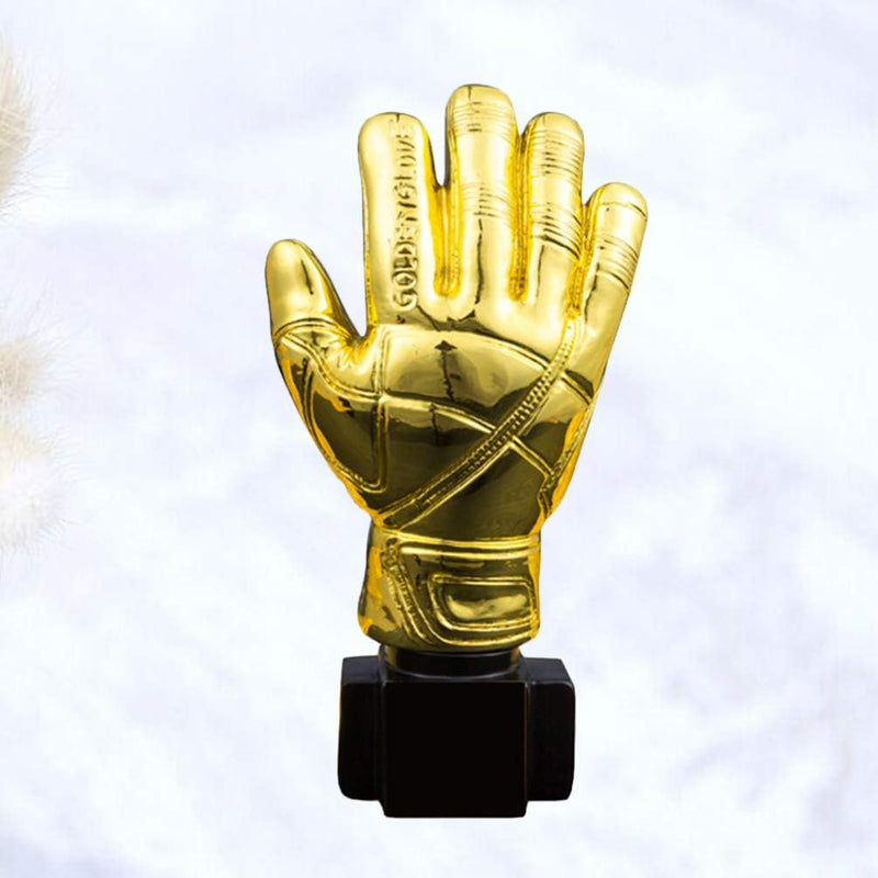 HOMSFOU Gold Award- Troph?e mit Basis- Torhüter- Plattieren von Harz Goalie Handschuhe Form Fussball