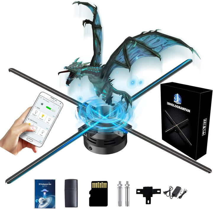 Missyou 70cm 3D Hologramm Projektor, 832 LED, WiFi Steuerung, Bluetooth, 700 Video-Materialien, App