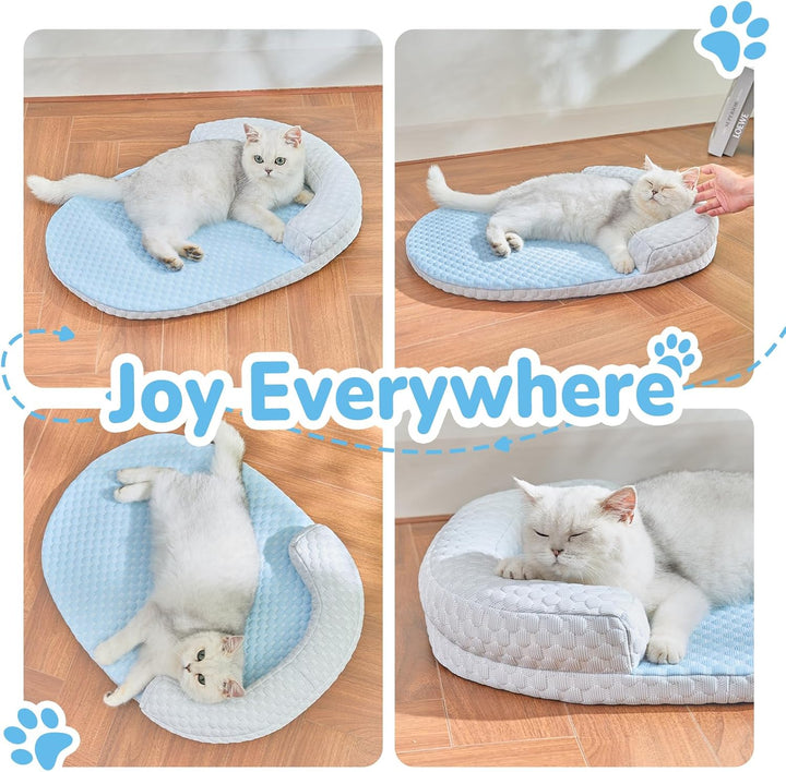 Katzenkuhlbett Waschbar60 * 46cm lit U-fōrmigem Kopfkissen Katzen Bettchen fur Katze HundeKihlmatte