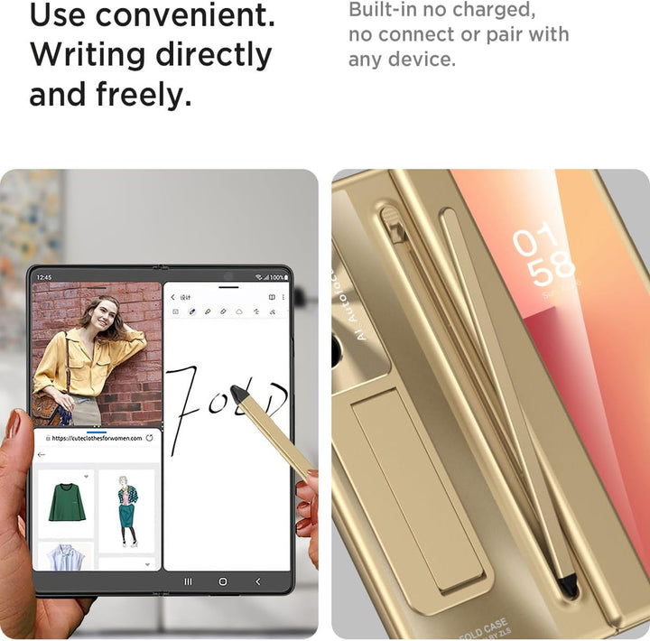 Miimall Kompatibel mit Samsung Galaxy Z Fold 7 Hülle mit S-Pen & Stifthalter, [Eingebauter Displaysc