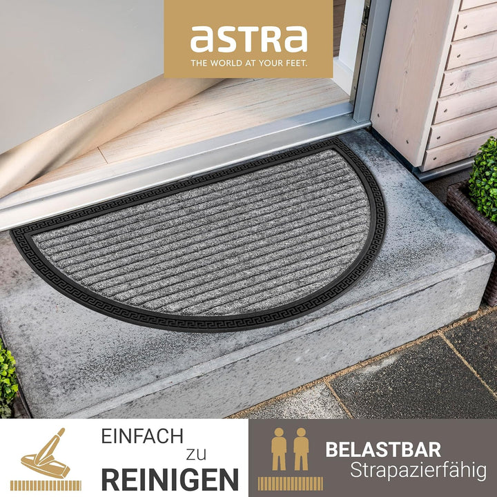 Astra Fussmatte Aussen & Innen - 3er Set 40x70 cm halbrund Silber Linien - Türmatte rutschfest - Sch