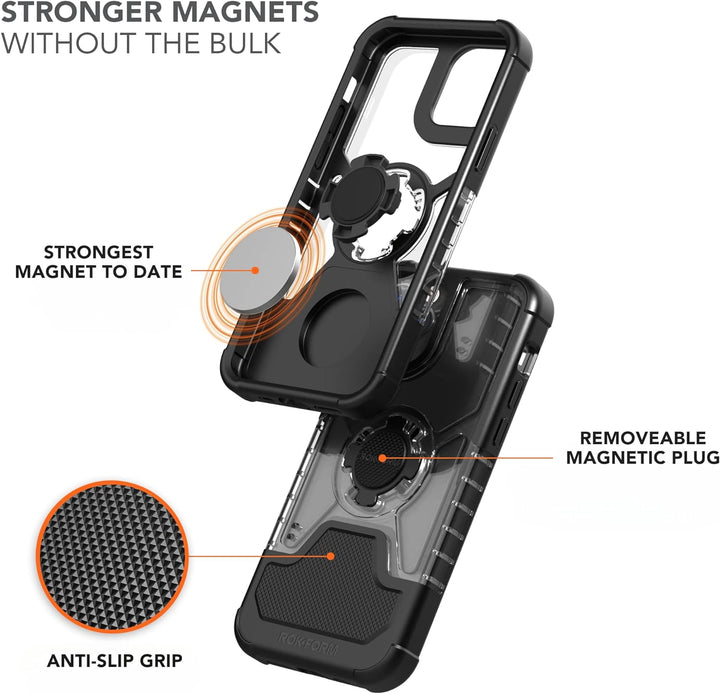 ROKFORM Schutzhülle für iPhone 12 Pro Max, magnetisch, mit Twist Lock, dünn, stossfest, Crystal Slim