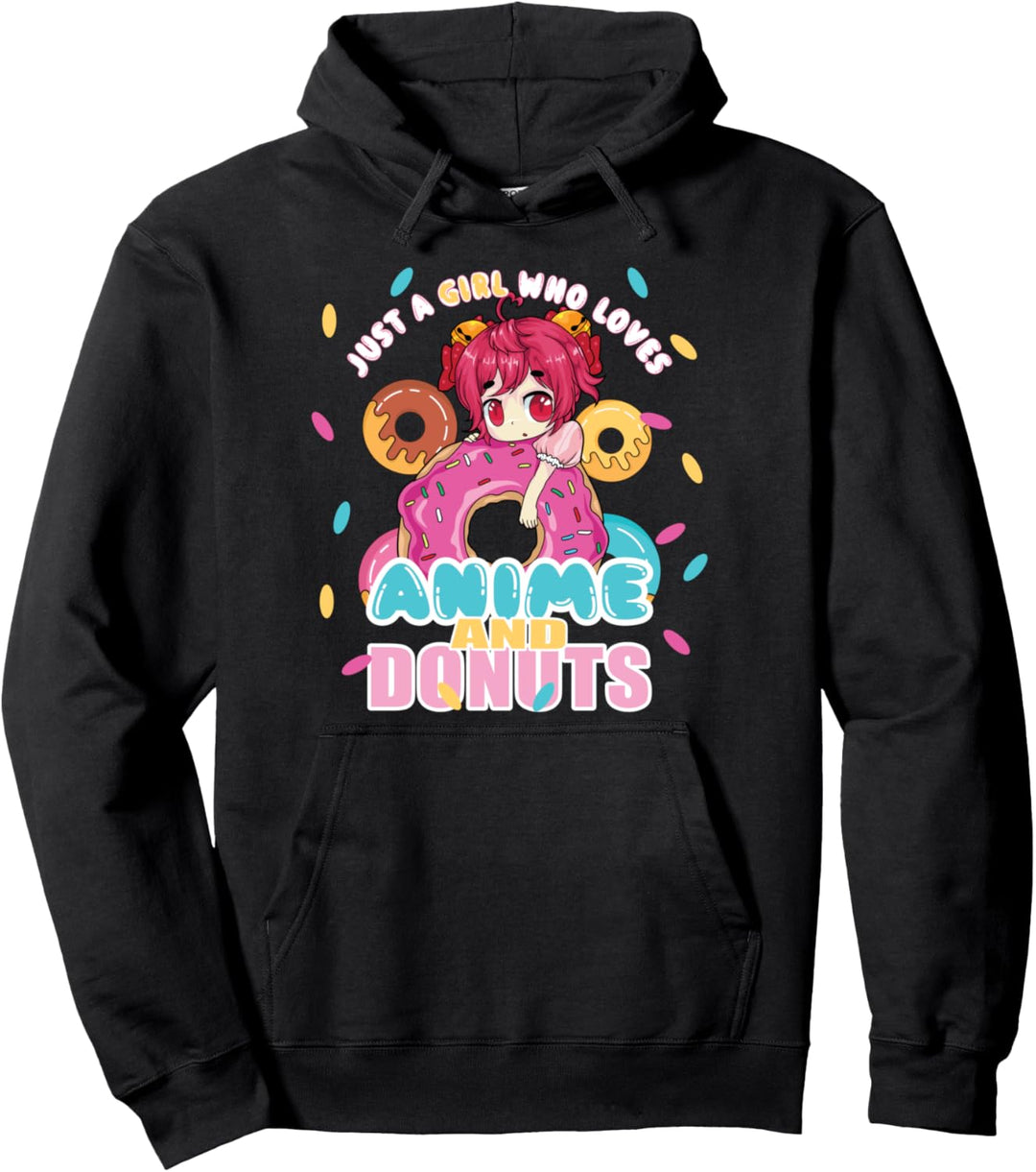 Just A Girl Who Loves Anime And Donuts Manga Girls & Woman Pullover Hoodie