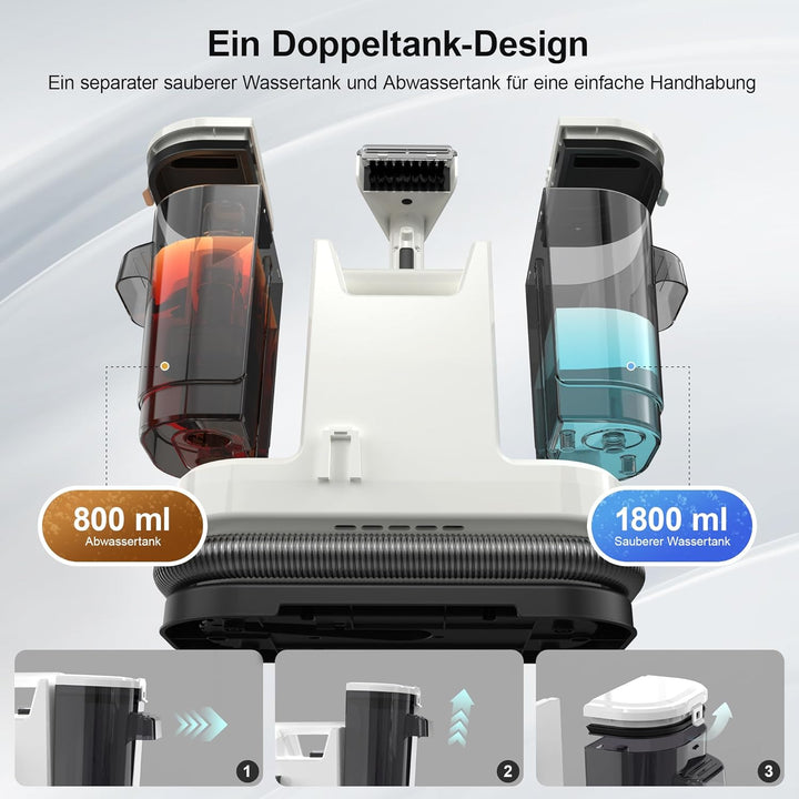 Polsterreiniger Gerät Nasssauger Waschsauger - 450W Dampfreiniger Teppichreiniger Wischsauger Polste