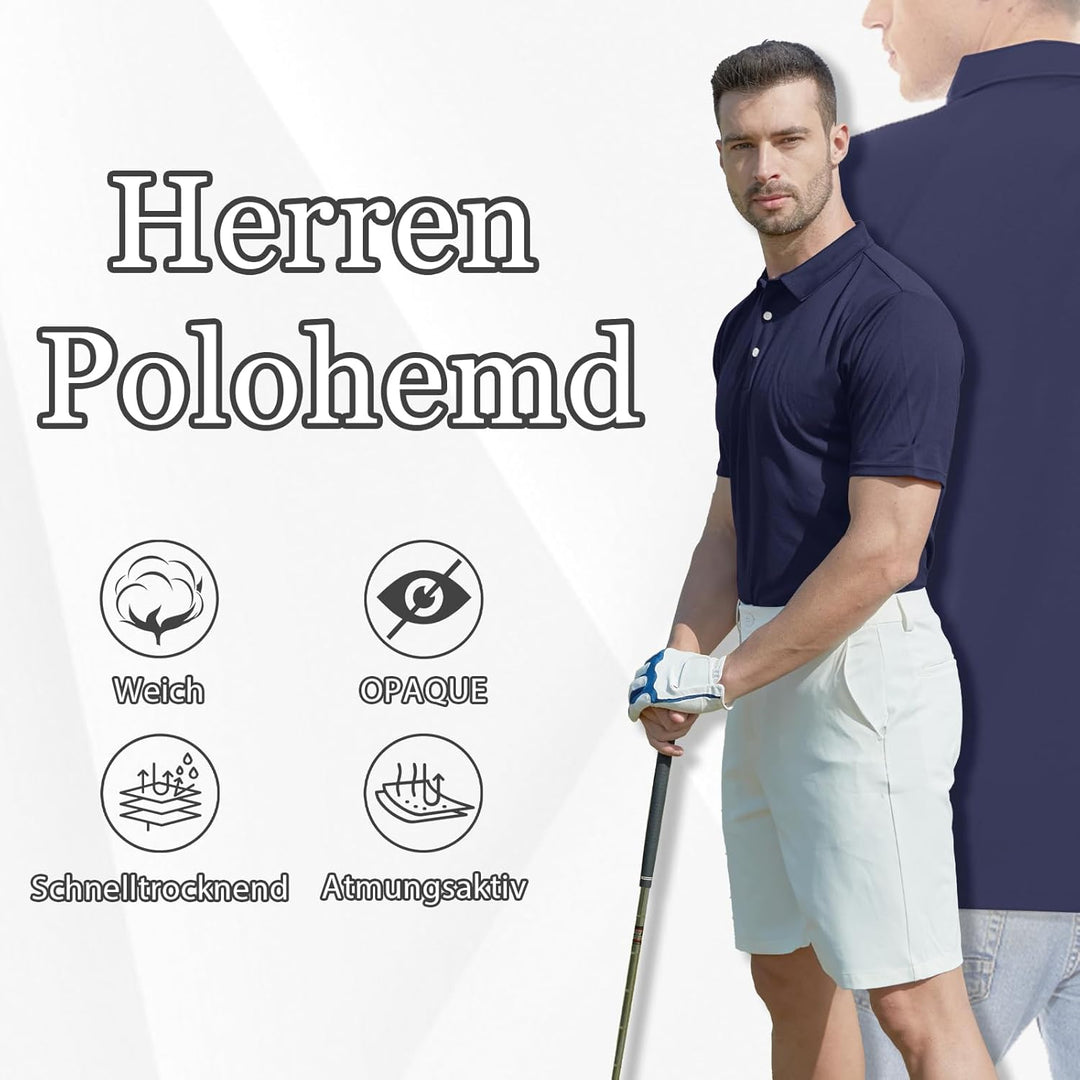 KEFITEVD Herren Poloshirt Kurzarm Golf T-Shirt Schnelltrocknend Atmungsaktiv Funktionsshirt Regular-