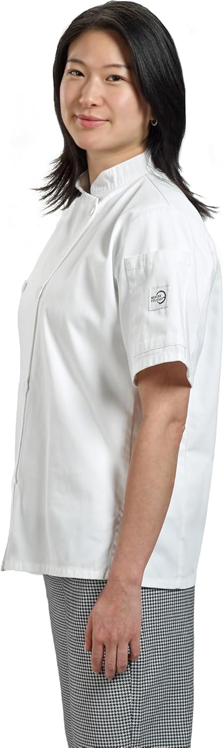 Mercer Culinary M60023WHXS Millennia Women's Short Sleeve Cook Jacket with Traditional Buttons, X-Sm