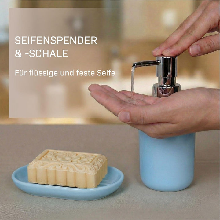 Badezimmer Set 6-teilig, Badaccessoires Komplettset Kunststoff, WC Garnitur mit Klobürste, Mülleimer
