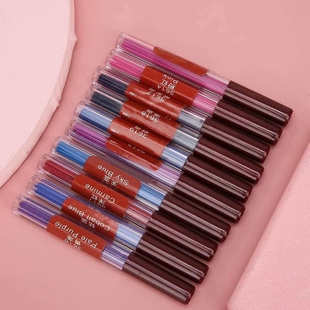 2,0 mm farbige Mine, 10 verschiedene farbige Bleistiftmine, fett und 90 mm hoch, mechanische automat