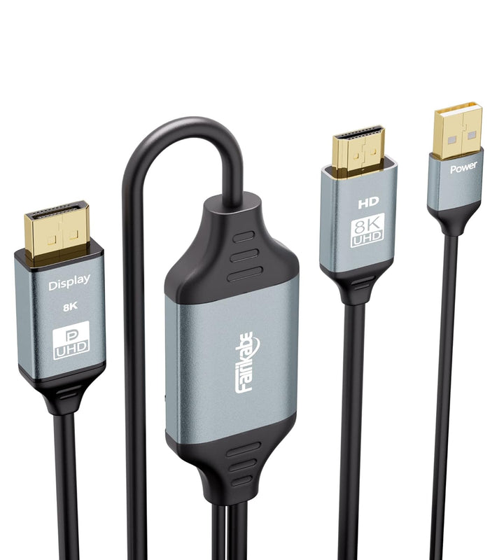 8K HDMI auf Displayport Kabel, USB betrieben, für Xbox Series X, PS4, PS5, PS4 Pro, HDMI 2.1 Quelle