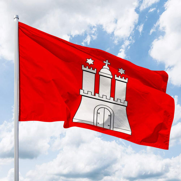 Deitert Bundesland-Flagge Hamburg – 120x80 cm Hamburg Fahne mit Wappen, Hissfahne aus reissfestem Po