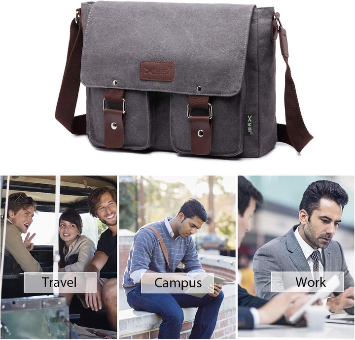 FANDARE Leinwand Messenger Bag Umhängetasche 7.9 inch iPad Tasche Schultertasche Unisex Segeltuch Ta