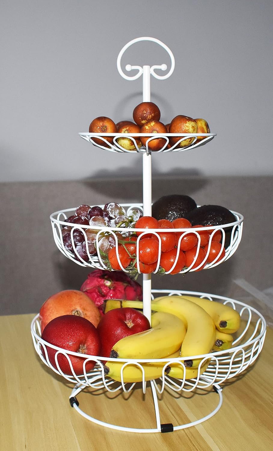 Azatemgo 3-Stöckige Obstschale aus Metall - Stark &amp; Robust 45x30cm, Grün, Grün