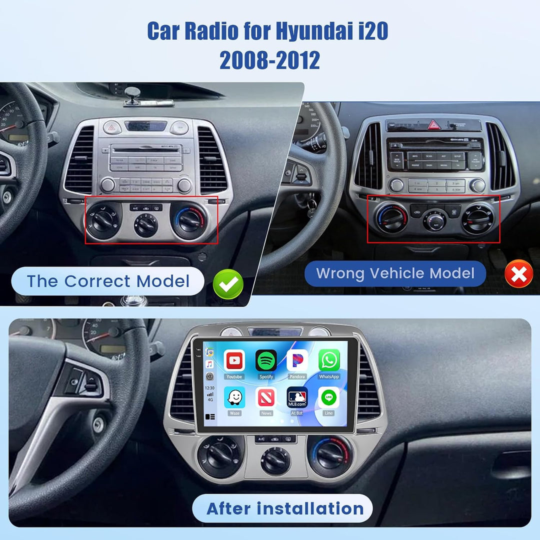 [4G+128G] Inefala Android 15 Autoradio für Hyundai i20 2008-2012 mit Wireless Carplay Android, 9 Zol