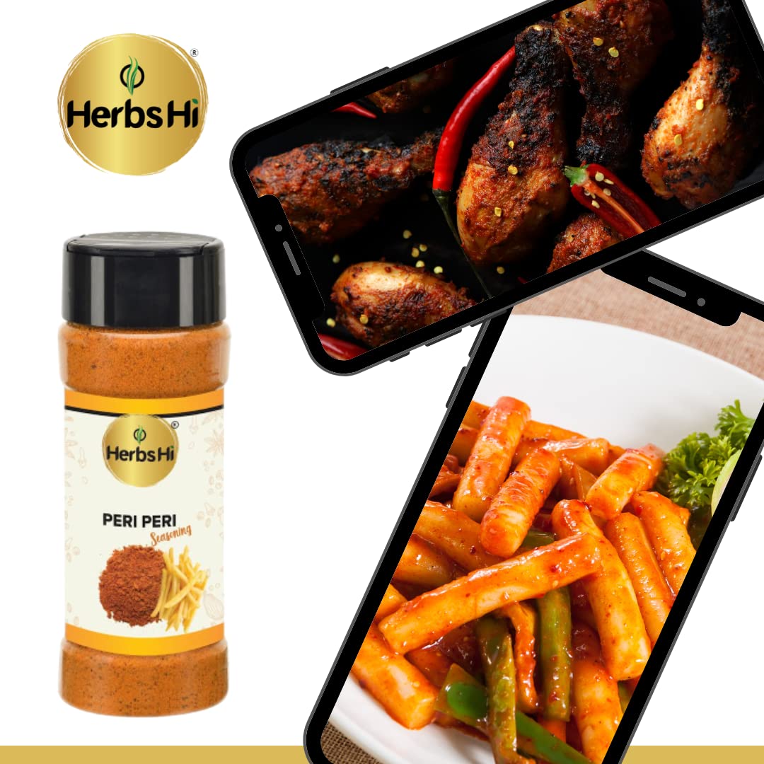 HerbsHi Everyday Combo: Feurige Chiliflocken (35 g), Oregano-Kräuter (30 g), Peri Peri Masala (60 g)