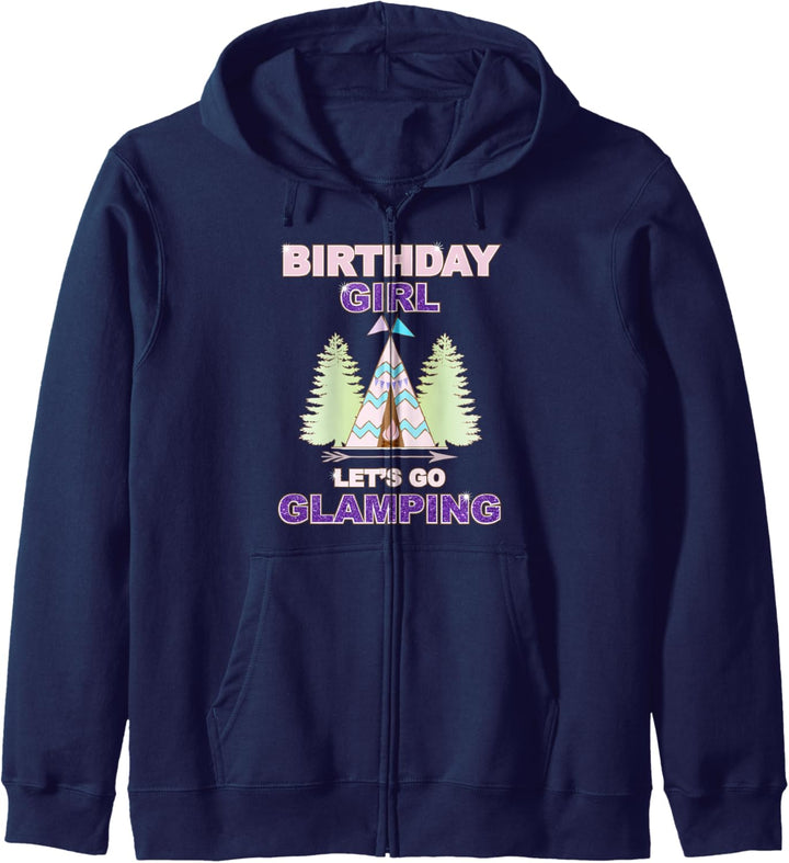 Geburtstags-T-Shirt "Let's Go Glamping", lustiges Schlafshirt Kapuzenjacke