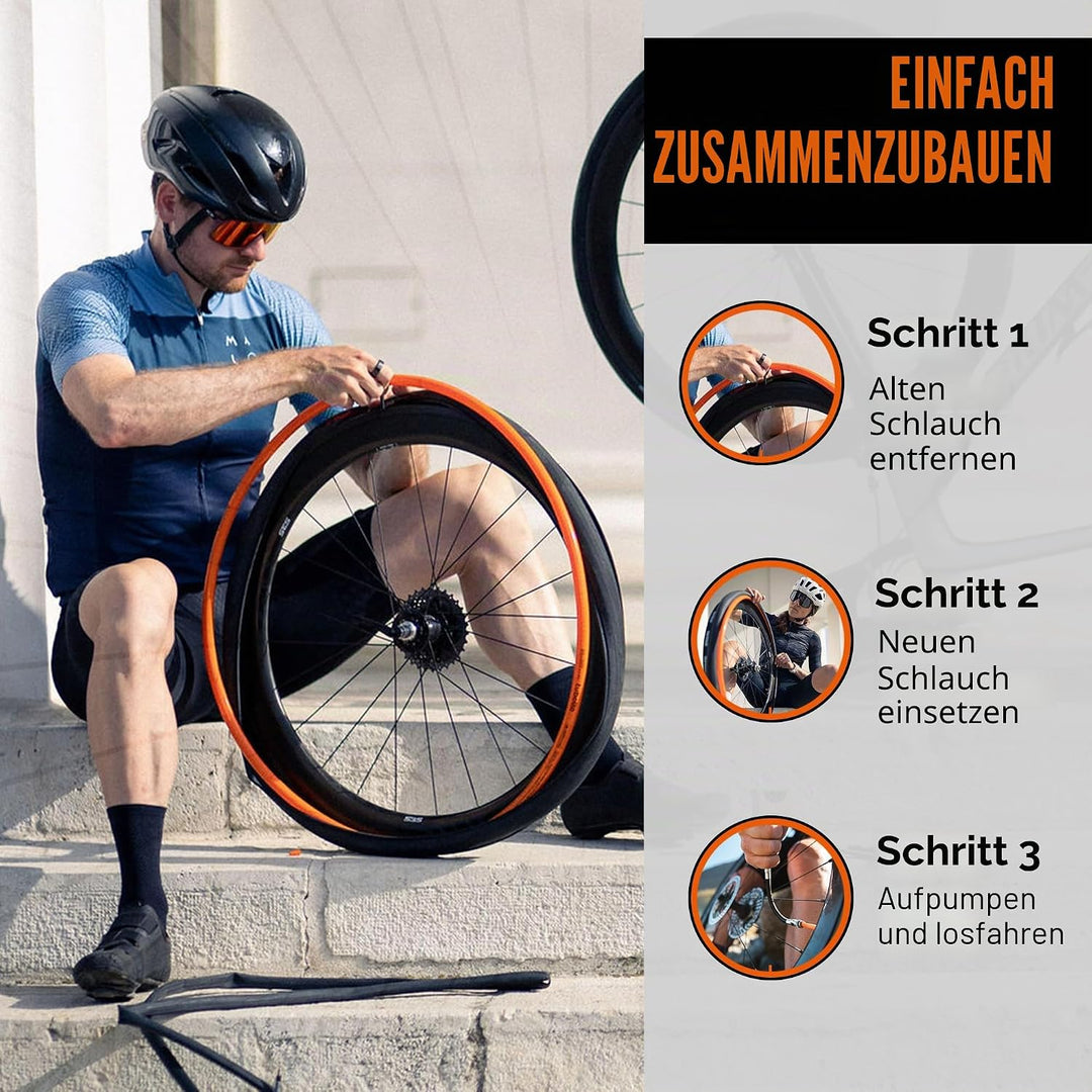 S-Tubo-Schlauch - CX/Gravel - 700c/30" - 60-mm-Ventil - Orange
