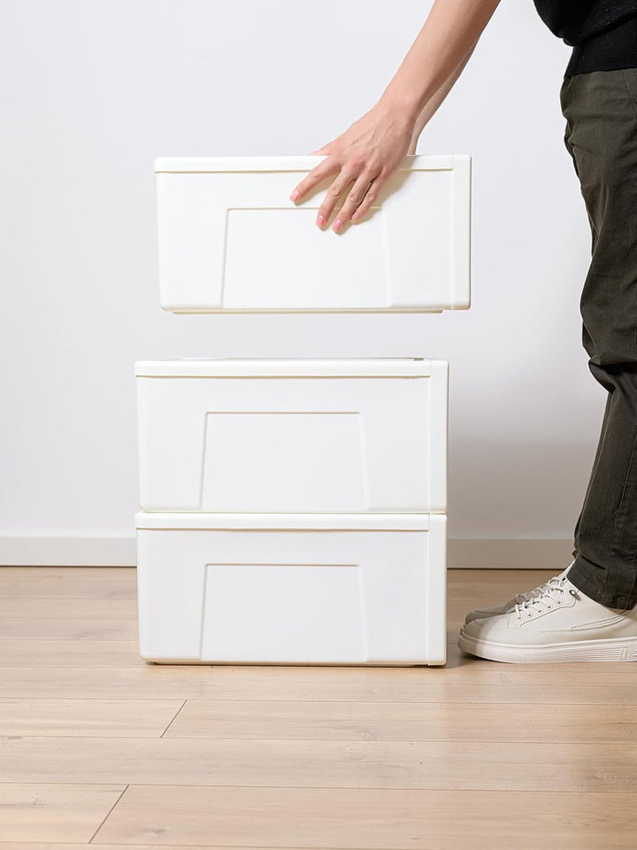 Cetomo 30L * 3 Kompakte Stapelschublade, Kunststoffschubladen-Organizer mit weissen Türen für Unterw