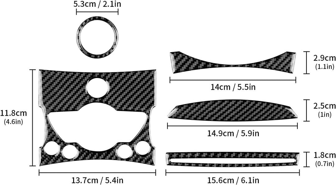 KUNGKIC 6 stücke Kohlefaser Innenraum Kompatibel mit MINI Cooper Clubman R56/R55/R57 2007-2010 Bedie