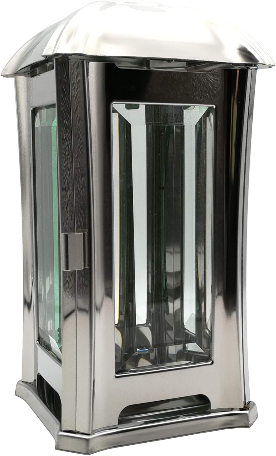 Grablaterne, Grablampe, Grablicht aus Edelstahl mit Facettenglasscheiben inkl. LED-Grablicht 24 cm 