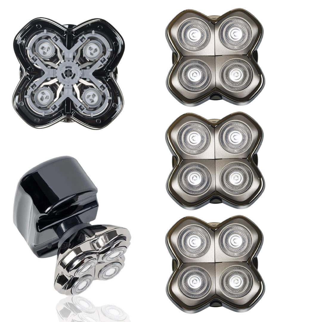 Rotationskopf 4 Köpfe für Elektrorasierer – Kompatibel mit Pitbull Skull Shaver, Butterfly Kiss Pro