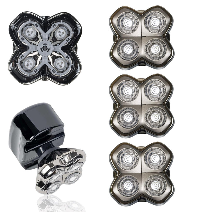 Rotationskopf 4 Köpfe für Elektrorasierer – Kompatibel mit Pitbull Skull Shaver, Butterfly Kiss Pro